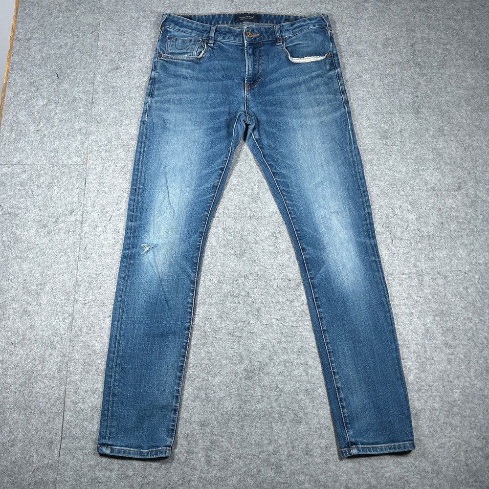 Scotch & Soda Denim Jeans Mens 33x32 Blue Skim Slim Fit Amsterdams Blauw Stretch